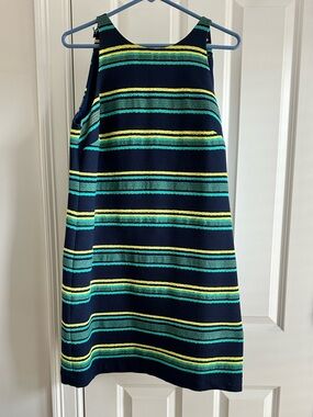 Vineyard Vines Navy Dress with Teal and Yellow Stripes